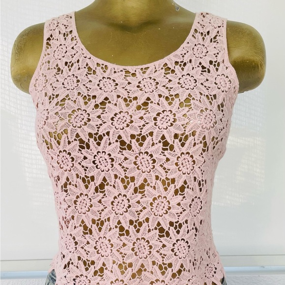 NELLA FANTASIA Pastel Pink Cutwork LACE CAMI Style TOP S/M - Picture 10 of 11